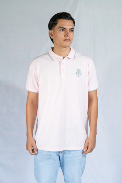 Camiseta Polo Rosada - Linea gris